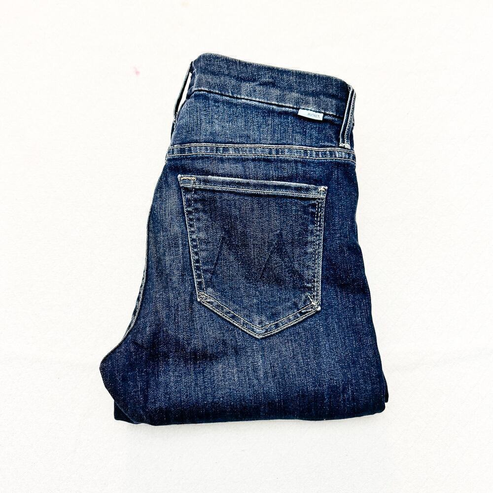 Mother High Waisted Looker Ankle Fray Close To The Edge Dark Denim Jeans Size 26